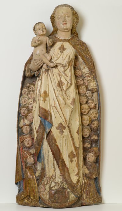 Madonna ve Çocuk Barınma İsteklileri Pelerini Altında, c.1471 (ıhlamur ağacı, çok renkli, altın ve gümüş varak) by Peter (attr.to) Koellin