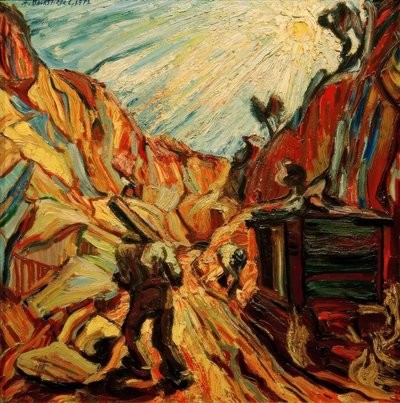 taş ocağında çalışanlar by Peter August Böckstiegel