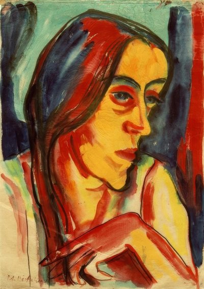Koyu örgülü genç kadın (Hanna) by Peter August Böckstiegel