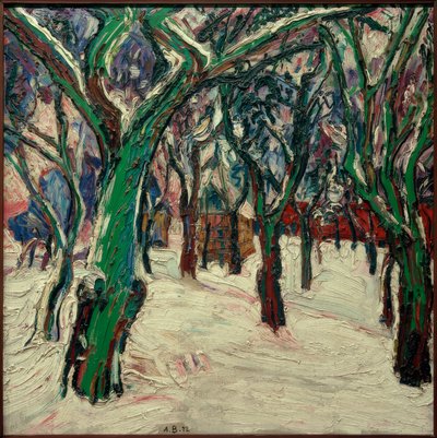 Çiftlik evleri ile kış resmi (kışın Parkweg) by Peter August Böckstiegel