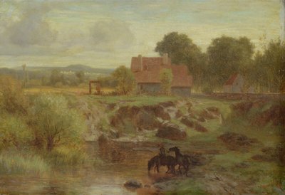 Horses Crossing a River in the Ile de France, 1855  by Peter Burnitz