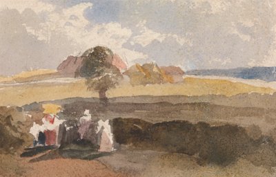 Ön Planda Figürlerle Manzara Çizimi by Peter DeWint
