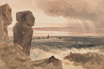 Kaya Kertenkelesi, Cornwall ile Deniz Manzarası by Peter DeWint