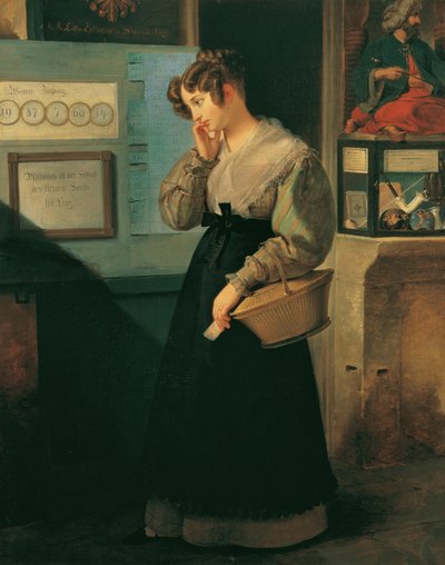 Piyango Dükkanının Önündeki Kız, 1829. by Peter Fendi