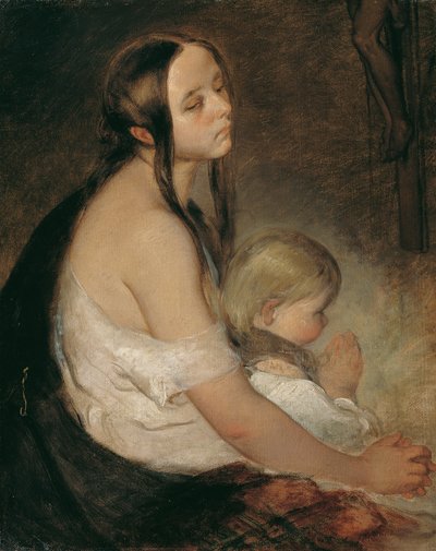 Çocuk haç altında olan anne by Peter Fendi