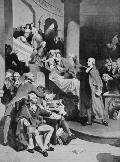 Patrick Henry ünlü konuşmasını Burgesses Evi'nde yapıyor by Peter Frederick Rothermel