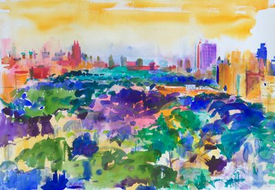 Central Park, New York, 2011 (kağıt üzerinde wc) by Peter Graham (Contemporary)