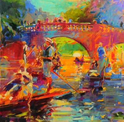 Punts, Clare Köprüsü by Peter Graham (Contemporary)