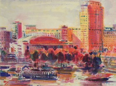 The South Bank, 2002 (kağıt üzerinde wc) by Peter Graham (Contemporary)