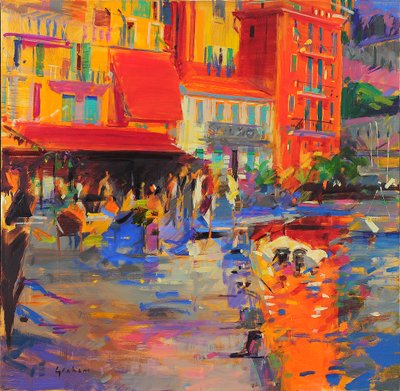 La Dolce Vita, Villefranche-sur-mer, 2021 (tuval üzerine yağlıboya) by Peter Graham