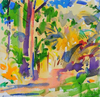 Maui Yağmur Ormanı, 2023 (suluboya) by Peter Graham