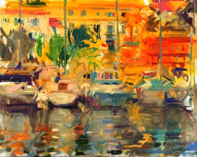 Menton Yazı, Fransız Rivierası (tuval üzerine yağlıboya) by Peter Graham