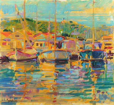 Saint-Tropez Sabahı, 2018 (tuval üzerine yağlıboya) by Peter Graham