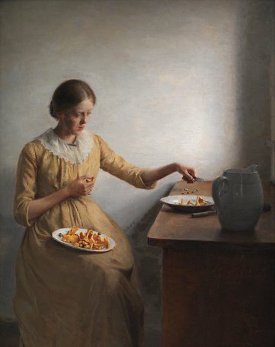Chanterelles Hazırlayan Genç Bir Kız by Peter Vilhelm Ilsted