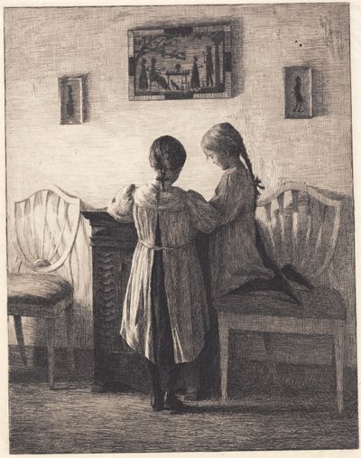 İki küçük kız ile iç by Peter Vilhelm Ilsted