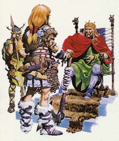 Bir İngiliz şefi, Sakson akıncılarından gelip onun için savaşmalarını istiyor by Peter Jackson
