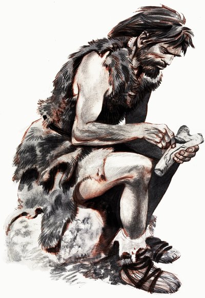 Bir kemiği yontarak mağara adamı by Peter Jackson
