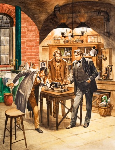 Edison yerekana fonografi ya mbere muri laboratoire ye by Peter Jackson