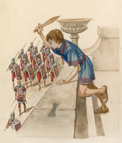 Julius Caesar as a boy, watching Roman soldiers returning from battle  by Peter Jackson