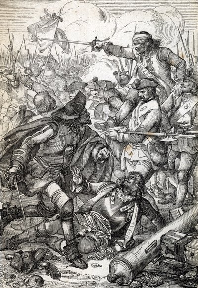 Büyük Kuzey Savaşı: “” Rusya Kralı I. Peter'in Ordusu ile İsveç Kralı XII. ) "" Historische Memorabilian des'ten tüy çizimi by Peter Johann Nepomuck Geiger