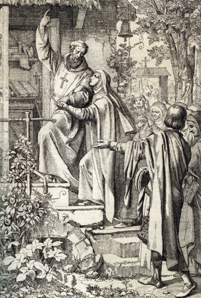 Heloise d'Argenteuil (1094-1164) ilahiyatçı ve filozof Abelard (Pierre Abailard veya Pierre Abeilard) (1079-1142) tarafından l'abbey du Paraclet'te (Ortaçağ Fransız skolastik filozof, ilahiyatçı Peter Abelard (Abaelardus) karısı Heloise'ı k by Peter Johann Nepomuck Geiger