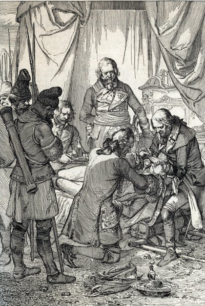 Kosciuszko ayaklanması: Ruslara karşı Maciejowice Savaşı'nda yaralanan Polonyalı kahraman Tadeusz Kosciuszko (1746-1817) by Peter Johann Nepomuck Geiger