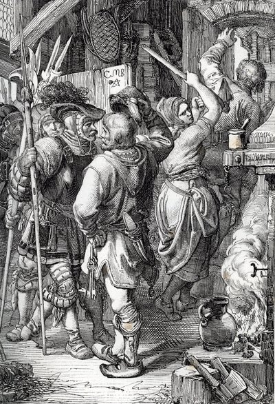 Gustave I Vasa'nın (veya Gustav Vasa) (1496-1560) (İsveç'in gelecekteki kralı) Danimarka'dan kaçmak için köylü kılığına girmesi by Peter Johann Nepomuck Geiger