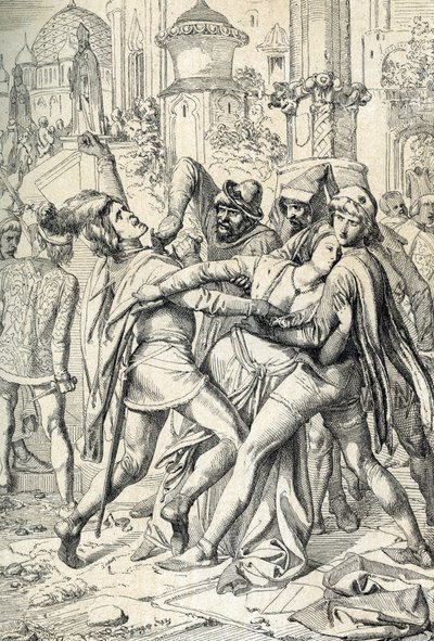 Sicilyalı vepers (Vespri siciliani) Sicilya adasında Fransız kralı Charles of Anjou'nun feodal egemenliğine karşı Palermo ve Corleone'de meydana gelen halk ayaklanması, 31/03/1282, Paskalya Salı - (Sicilya Vespers, tarihinde başarılı isyan by Peter Johann Nepomuck Geiger