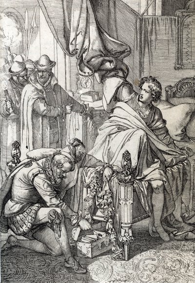 Avusturyalı Charles'ın (1545-1568) (Don Carlos) İspanya Kralı II. Philip'in oğlu 1568'de babasının (Asturia Prensi Carlos'un en büyük oğlu ve İspanya Kralı II. 1568'in başlarında baba) Kalem çizme d by Peter Johann Nepomuck Geiger