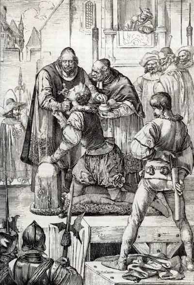 Doksan Yıl Savaşı (veya Hollanda isyanı) (1568-1648): Egmont Kontu Lamoral, Gavre Prensi (1522-1568), Hollandalı siyasetçinin dekolte edilmesi - Sorunlar Konseyi çerçevesinde mahkum edildi ( veya Kan Konseyi) tarafından kurulan by Peter Johann Nepomuck Geiger