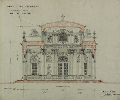 Çikolata-Menier Pavyonu, Dünya Kolombiya Sergisi, Chicago, Illinois, Bölüm Krokisi by Peter Joseph Weber