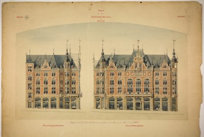 Rathskeller yeni bina, Halle (Saale), Saksonya-Anhalt, Almanya, Yükseklikler by Peter Joseph Weber