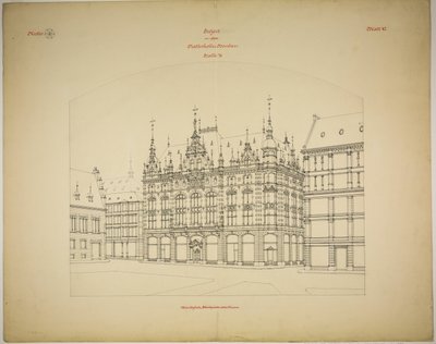 Rathskeller yeni binası, Halle (Saale), Saksonya-Anhalt, Almanya, Perspektif (tamamlanmamış) by Peter Joseph Weber