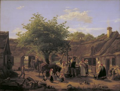 Öğle saatlerinde bir Zelanda çiftliğinde hayatın resmi by Peter Julius Larsen
