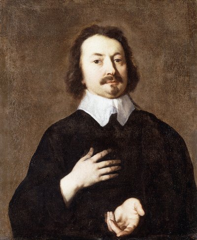Bir beyefendinin portresi, yarım uzunlukta, siyah beyaz yakalı, by Peter Lely