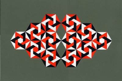 Heksagramlar, 2009 (tuval üzerine akrilik) by Peter McClure