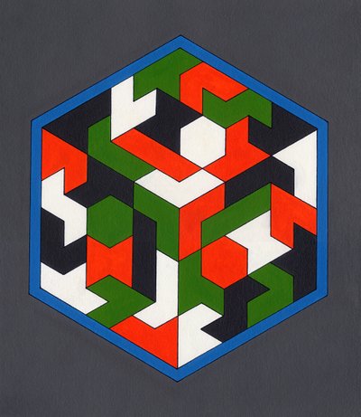 Hexiamonds, 2008 (tuval üzerine akrilik) by Peter McClure