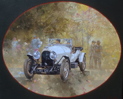 3 Litre Bentley at Kelmarsh (tuval üzerine yağlı boya) by Peter Miller