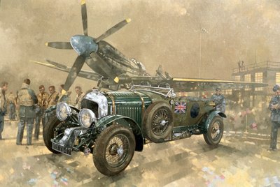 Bentley ve Spitfire (tuval üzerine yağlı boya) by Peter Miller