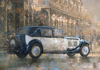 Noel Işıkları ve 8 litrelik Bentley (tuval üzerine yağlı boya) by Peter Miller