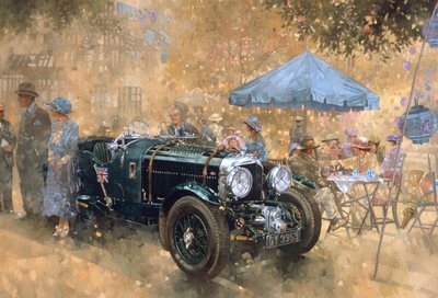 Bentley ile bahçe partisi (tuval üzerine yağlı boya) by Peter Miller