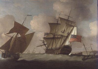 Elizabeth Kalesi, Jersey açıklarında filosuna katılan üçüncü sınıf biri by Peter Monamy
