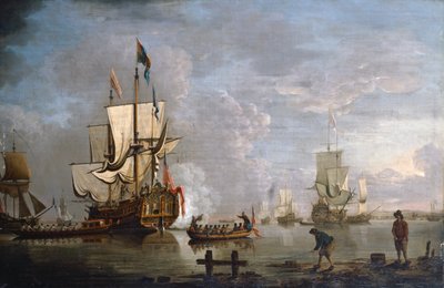 Sabah Silahı: Rochester kapalı HMS Peregrine (tuval üzerine yağlı boya) by Peter Monamy