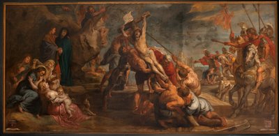Christ L'érection de Jésus en croix'in çarmıhının dikilmesi). Philibert Delmotte. 18. yüzyıl. Rozet alt sol MAGNIFICÈ. Arma sağ altta M. HANNEKAERT. Barok. by Peter Paul (after) Rubens