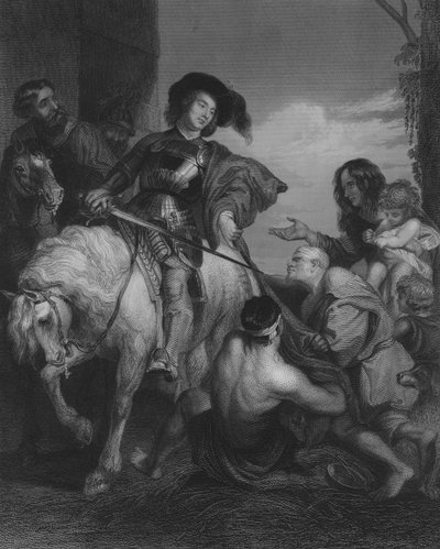 St Martin Pelerinini Bölüyor (gravür) by Peter Paul (after) Rubens