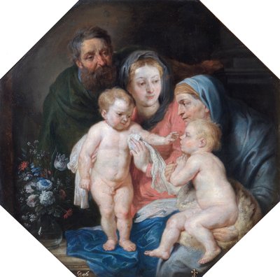 Aziz Elizabeth ve Aziz John ile Kutsal Aile (bakır üzerine yağ) by Peter Paul (after) Rubens