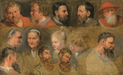 Kafa çalışmaları (panel üzeri yağlı boya) by Peter Paul (circle of) Rubens