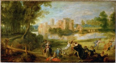 Der Schlosspark, c.1635 (meşe ağacı üzerine yağlıboya) by Peter Paul Rubens