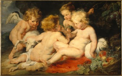 Çocuk John ve iki melek ile küçük İsa by Peter Paul Rubens