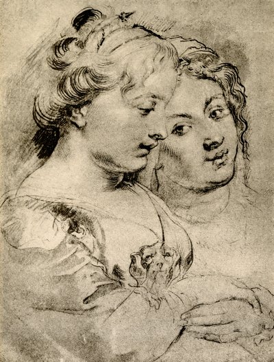 İki kız üzerinde detaylı çalışma by Peter Paul Rubens
